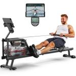 YOSUDA Water Rowing Machines with Bluetooth-Water Rowers 350LBS Weight Capacity for Home Use with Smooth Aluminum Dual Slide Rail & Rowing-Dedicated Monitor
