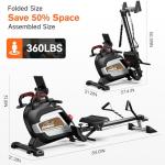 pooboo Magnetic Rowing Machine, Folding Rower with Combination Strength Exercise, Tablet Holder and Comfortable Seat Cushion, Rower for Home Use