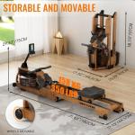 Water Rowing Machine for Home Use, WENOKER Foldable Wooden Rower Machine with Adjustable Monitor & Bluetooth APP, Large Water Tank & Comfortable Seat for Immersive Water Rower, 350LBS Weight Capacity