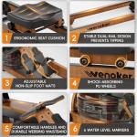 Water Rowing Machine for Home Use, WENOKER Foldable Wooden Rower Machine with Adjustable Monitor & Bluetooth APP, Large Water Tank & Comfortable Seat for Immersive Water Rower, 350LBS Weight Capacity
