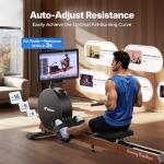 MERACH Pro-Grade Rowing Machines for Home, Smart Magnetic Rowing Machine with 21.5" HD Rotatable Screen, 400 LBS MAX Load, Wooden Tracks for Silent Sliding, MERACH App 1000+ Course & Games