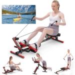 Ab Machine and Rowing Machine, 4 in 1 Rowing Machines for Home with 3 Levels of Workout Resistance, Quiet & Foldable Rower Machine with 3 Adjustable Handle Heights & LCD Monitor, Row Machine for Home