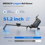 MERACH Rowing Machines for Home, Powerful Electromagnetic Row Machine with 51.2" Extended Rail