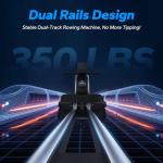 Rowing Machine, MERACH Bluetooth Magnetic Rower Machine with Dual Slide Rail, 16 Levels of Electromagnetic Resistance, Max 350lb Weight Capacity, App Compatible, Rowing Machines for Home Use