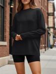 Trendy Oversized Long Sleeve Workout Tee for Women