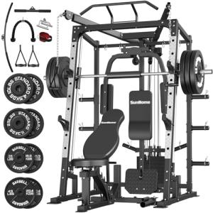 Smith Machine with Power Cage and Cable Attachments