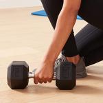 25 Pound Rubber Hex Dumbbell - Black