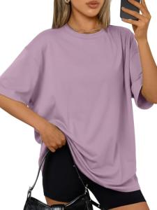 Trendy Plus Size Oversized Summer T-Shirt in Dark Pink