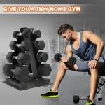 100LB Rubber Coated Hex Dumbbell Set with Rack