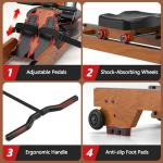 Wooden Water Rowing Machine with Bluetooth Monitor