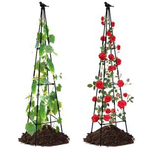 Lalahoni Garden Trellis for Climbing Plants, 67inch Tall Garden Obelisk Trellis for Climbing Potted Plant Outdoor Support Vine Flower Rose Vegetable Tomato Cucumber Trellis, Lightweight, 2 Pack