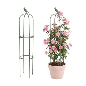 Garden Obelisk Trellis for Climbing Plants Outdoor, 4 FT Garden Trellis Plastic Coated Metal Plant Support for Indoor Outdoor, Tall Decorative Trellis for Roses, Flowers, Vines, Potted Plants