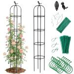 Jesosia Obelisk Trellis for Climbing Plants Outdoor - Heavy Duty Plastic Coated Steel Core Garden Arch Metal Trellis - Rustproof Tomato Cage Vertical Plant Support for Vines Vegetables Flowers Indoor