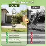 Obelisk Trellis for Garden Plants Climbing: 6ft Rustproof Metal Pipe with Plastic Coated - Potted Plant Climber Support for Outdoor Indoor Grape Vines Vegetable Fruits Flowers (1PC)