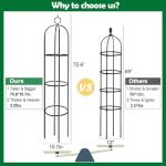 Tower Obelisk Garden Trellis 100% Metal 6.3 Feet Tall Plant Support for Climbing Vines and Flowers Stands,Black Green Lightweight Plant Tower