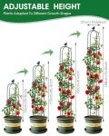 Garden Trellis for Climbing Plants, Rustproof Metal Pipe with Heavy Duty Plastic Coated, Garden Outdoor Indoor Potted Plant Support, Obelisk Garden Trellis for Climbing Vine