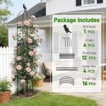 6ft Garden Obelisk Trellis for Climbing Plants-Rustproof Metal Pipe with Heavy Duty Plastic Coated, Garden Outdoor Indoor Potted Plant Support for Clematis Vine Jasmine Support （Black）