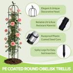 Jesosia Obelisk Trellis for Climbing Plants Outdoor - Heavy Duty Plastic Coated Steel Core Garden Arch Metal Trellis - Rustproof Tomato Cage Vertical Plant Support for Vines Vegetables Flowers Indoor