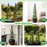 Obelisk Trellis for Climbing Plants, 4 FT Garden Trellises with 16mm Thickened Plastic-Coated Metal Pipes, Trellis for Climbing Potted Plant Vine Flower Rose Vegetable Tomato Cucumber Outdoor Indoor