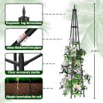 Hsundries 5.2FT Obelisk Trellis for Climbing Plants Outdoor, 16mm Rust-Proof Extra Thickened Plastic-Coated Metal Pipes, Indoor Climbing Support for Potted Plants, Vines, Flowers Stands,Black