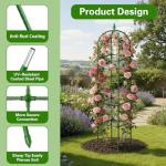2 Pack Garden Obelisk Trellis for Climbing Plants, 72" Metal Rustproof Rose Trellis, Tower Potted Cages Plant Support for Flowers/Vegetables/Vines, Indoor Outdoor Garden Patio