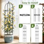 Obelisk Trellis for Garden Plants Climbing: 6ft Rustproof Metal Pipe with Plastic Coated - Potted Plant Climber Support for Outdoor Indoor Grape Vines Vegetable Fruits Flowers (1PC)