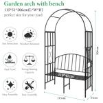 Heavy Duty Metal Garden Arch with Bench