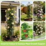 Jesosia Obelisk Trellis for Climbing Plants Outdoor - Heavy Duty Plastic Coated Steel Core Garden Arch Metal Trellis - Rustproof Tomato Cage Vertical Plant Support for Vines Vegetables Flowers Indoor