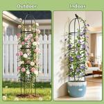 Obelisk Trellis for Garden Plants Climbing: 6ft Rustproof Metal Pipe with Plastic Coated - Potted Plant Climber Support for Outdoor Indoor Grape Vines Vegetable Fruits Flowers (1PC)