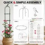 Garden Obelisk Trellis for Climbing Plants Outdoor, 4 FT Garden Trellis Plastic Coated Metal Plant Support for Indoor Outdoor, Tall Decorative Trellis for Roses, Flowers, Vines, Potted Plants