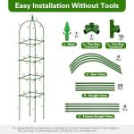 2 Pack Garden Obelisk Trellis for Climbing Plants, 72" Metal Rustproof Rose Trellis, Tower Potted Cages Plant Support for Flowers/Vegetables/Vines, Indoor Outdoor Garden Patio