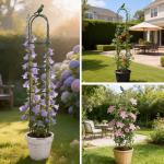 Garden Obelisk Trellis for Climbing Plants Outdoor, 4 FT Garden Trellis Plastic Coated Metal Plant Support for Indoor Outdoor, Tall Decorative Trellis for Roses, Flowers, Vines, Potted Plants
