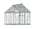 Palram - Canopia 6x8 Greenhouse for Outdoors, Walk-In, UV Polycarbonate Panels, Heavy Duty Aluminum Frame, Lockable Door, Adjustable Roof Vent, Rain Gutters, Galvanized Steel Base, Hybrid (Silver)