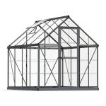 Palram - Canopia Harmony 6 x 8 ft. DIY Greenhouse Kit, Gray Frame Clear Panel Polycarbonate Greenhouse with Roof Vent, Walk-in Green House for Outside Garden Backyard