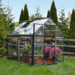 Palram - Canopia Harmony 6 x 8 ft. DIY Greenhouse Kit, Gray Frame Clear Panel Polycarbonate Greenhouse with Roof Vent, Walk-in Green House for Outside Garden Backyard