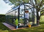 Palram - Canopia Rion Prestige 8 Ft. x 16 Ft. Greenhouse, Large Clear Twin Wall Polycarbonate Heavy Duty Green House DIY Kit for Walk-in for Outdoors with Window Vent (Green w/ Clear Walls)