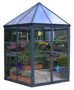 Palram - Canopia Oasis 7 Ft. x 8 Ft. Hexagon Greenhouse Kit Hobby DIY Walk In Green House Heavy Duty Polycarbonate with Aluminium Frame, with Lockable Door and Vent for Garden, Gutter, Backyard