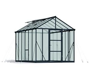 Palram - Canopia Glory 8 Ft. x 12 Ft. Greenhouse Kit with 4 Heavy Duty ShelvesHobby DIY Walk In Green House Heavy Duty Polycarbonate with Aluminium Frame, with Lockable Door and Vent for Garden (Gray)