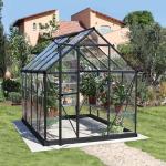 Palram - Canopia Harmony 6 x 8 ft. DIY Greenhouse Kit, Gray Frame Clear Panel Polycarbonate Greenhouse with Roof Vent, Walk-in Green House for Outside Garden Backyard