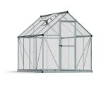 Canopia 6x8 Greenhouse Kit, Hobby Walk-In Twin-Wall UV Polycarbonate Heavy Duty Aluminum Frame, Lockable Door, Adjustable Roof Vent, Rain Gutters, Galvanized Steel Base, Mythos (Silver)
