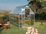 Canopia 6x8 Greenhouse Kit, Hobby Walk-In Twin-Wall UV Polycarbonate Heavy Duty Aluminum Frame, Lockable Door, Adjustable Roof Vent, Rain Gutters, Galvanized Steel Base, Mythos (Silver)