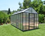 Palram - Canopia Glory 8 Ft. x 16 Ft. Greenhouse Kit with 4 Heavy Duty ShelvesHobby DIY Walk In Green House Heavy Duty Polycarbonate with Aluminium Frame, with Lockable Door and Vent for Garden (Gray)