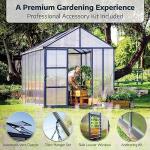 Palram - Canopia Glory 8 Ft. x 8 Ft. Greenhouse Kit Hobby DIY Walk In Green House Heavy Duty Polycarbonate with Aluminium Frame, with Lockable Door and Vent for Garden, Backyard (Gray)