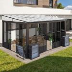 10x12FT Wall-Mounted Sunroom with Sliding Doors