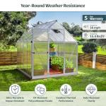 Canopia 6x8 Greenhouse Kit, Hobby Walk-In Twin-Wall UV Polycarbonate Heavy Duty Aluminum Frame, Lockable Door, Adjustable Roof Vent, Rain Gutters, Galvanized Steel Base, Mythos (Silver)