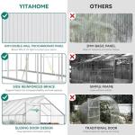 YITAHOME 16x6FT Polycarbonate Greenhouse for Outdoors, Large Heavy Duty Aluminum Greenhouses with Sliding Doors and Vent Window, Walk-in Greenhouse for Garden Backyard, Simple Setup, Silver