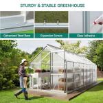 YITAHOME 16x6FT Polycarbonate Greenhouse for Outdoors, Large Heavy Duty Aluminum Greenhouses with Sliding Doors and Vent Window, Walk-in Greenhouse for Garden Backyard, Simple Setup, Silver