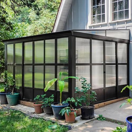 Domi 10x12FT Wall-Mounted Sunroom with Sliding Doors