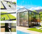 Jocisland 16x12x9.5 FT Polycarbonate Greenhouse- 6 FT Wall Height Outdoor Aluminum Greenhouses with 2 Ventilation and Rain Gutter, Double Doors with Hook, Walk-in Greenhouse for Backyard Garden