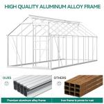 YITAHOME 16x6FT Polycarbonate Greenhouse for Outdoors, Large Heavy Duty Aluminum Greenhouses with Sliding Doors and Vent Window, Walk-in Greenhouse for Garden Backyard, Simple Setup, Silver